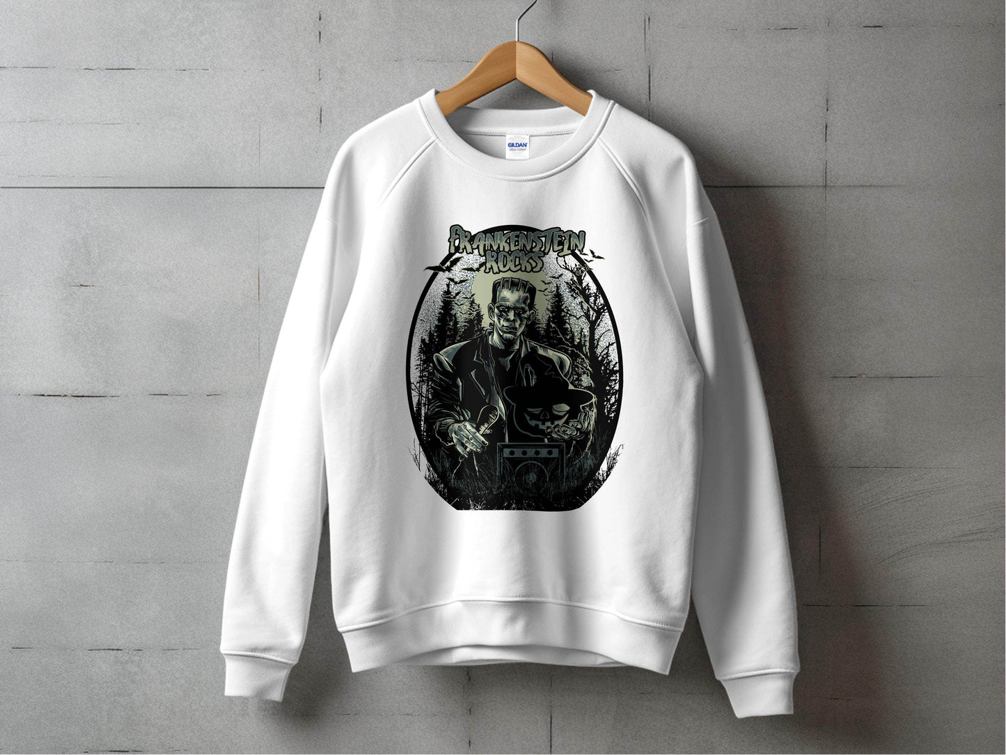 Vintage Frankenstein Rocks Graphic Design Sweater - Design & Vybe