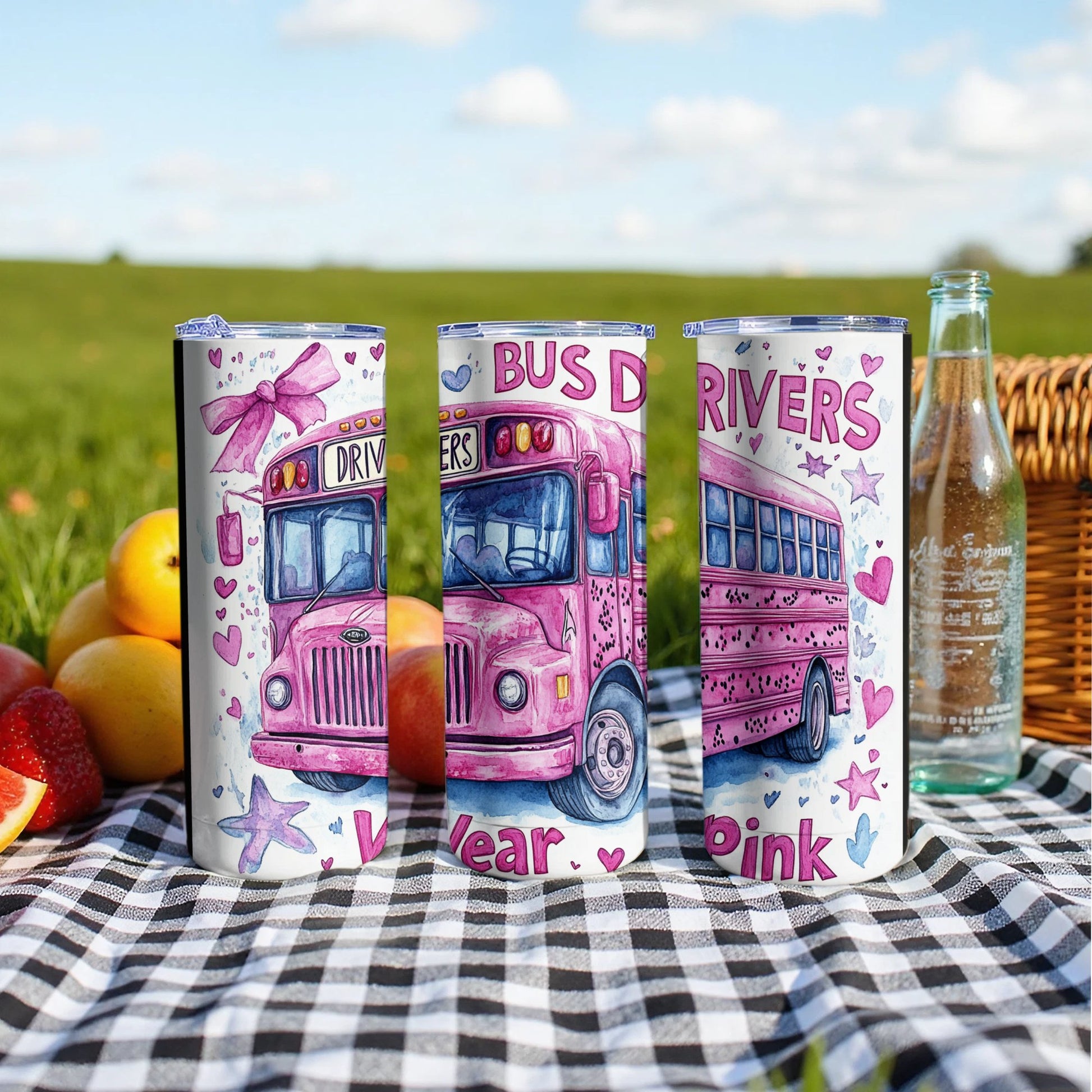 Cute Bus Drivers Clear Pink Travel Mug product type