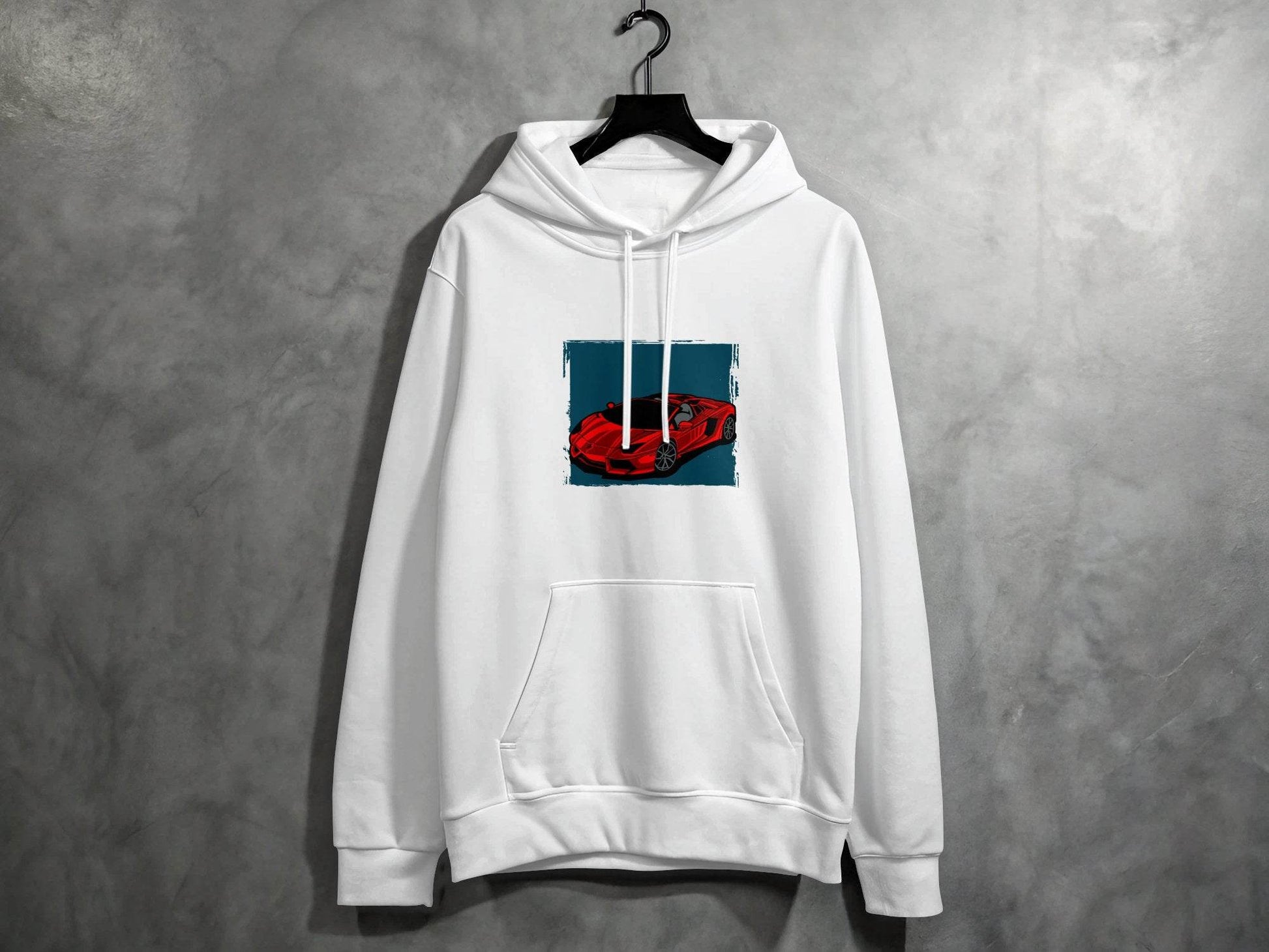 Bold Red Supercar Print Graphic Hoodie - Design & Vybe