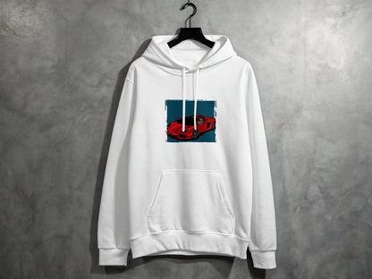 Bold Red Supercar Print Graphic Hoodie - Design & Vybe