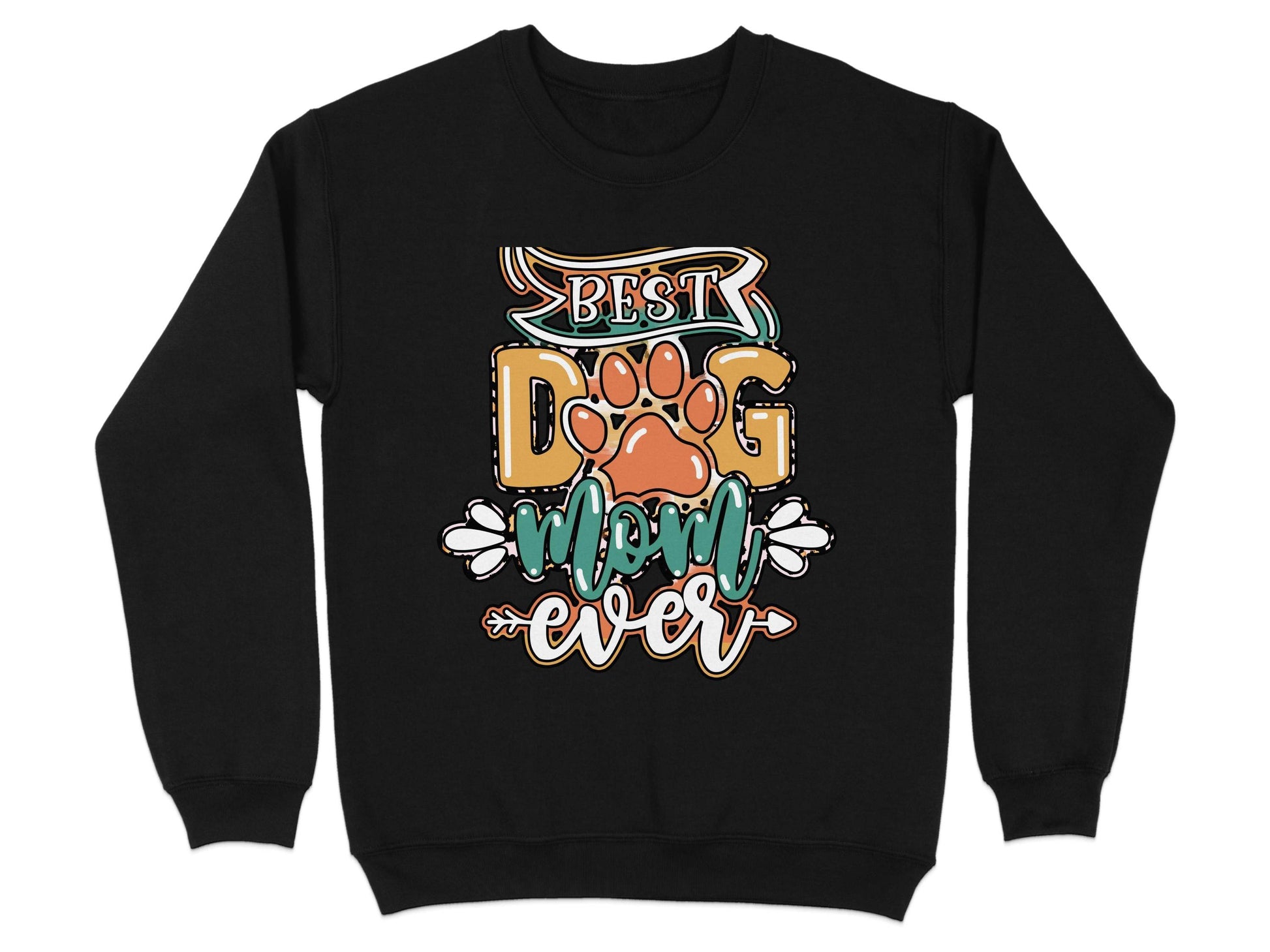 Best Dog Mom Ever Pet Paw Print Design Graphic Sweater - Design & Vybe