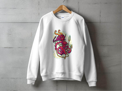 Fiery Temptress Devil Girl Art With A Pitchfork Sweater - Design & Vybe
