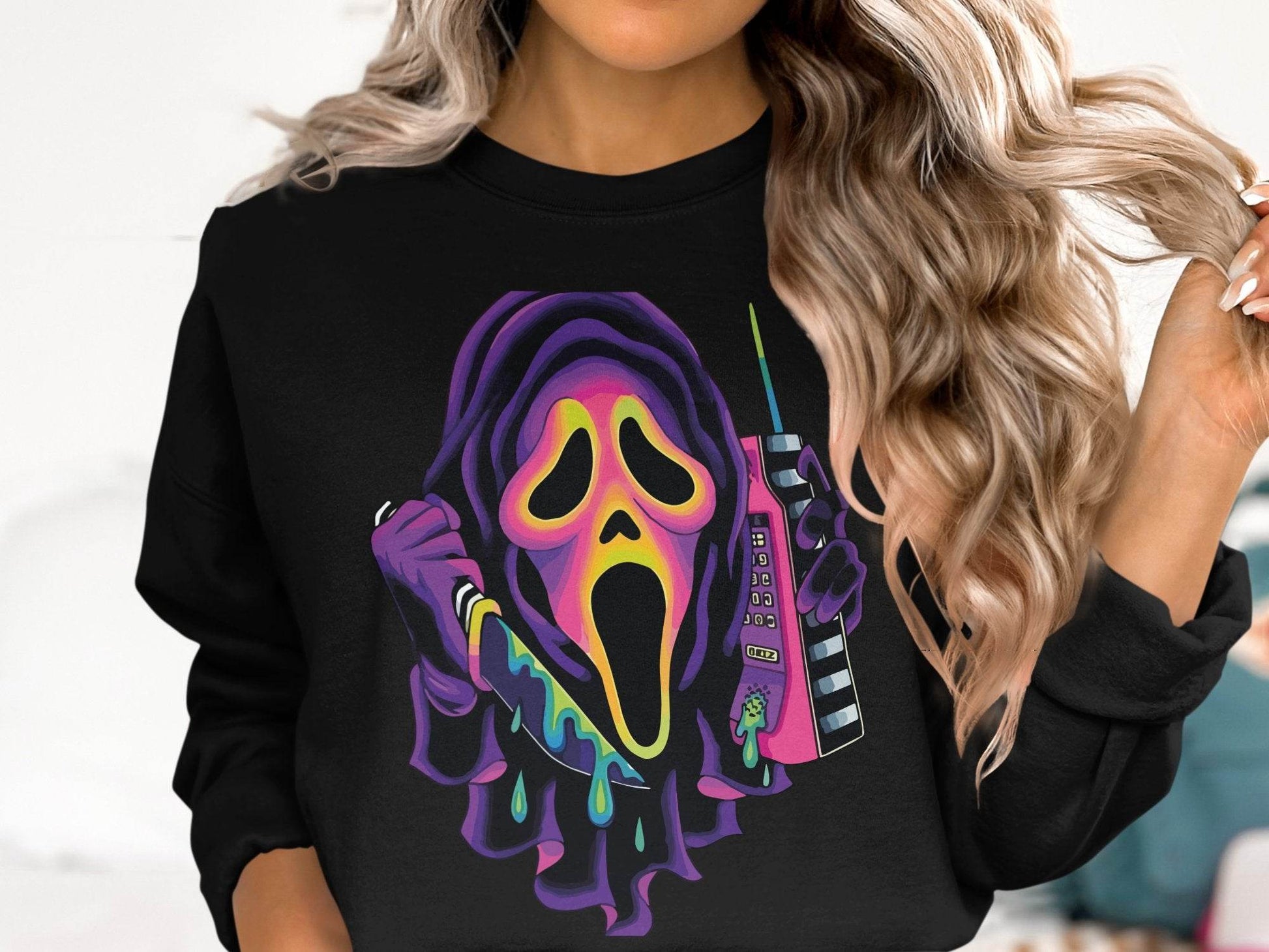 Colorful Horror Scream Mask Design Sweater - Design & Vybe