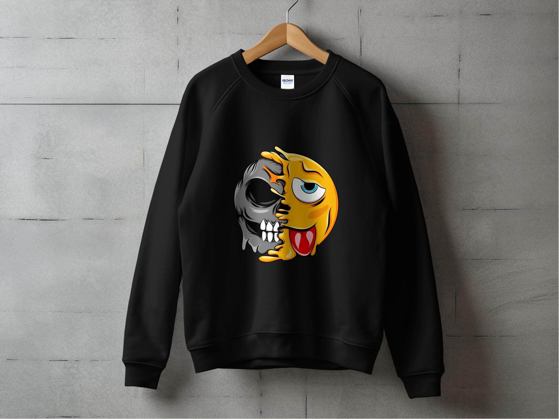 Edgy Skull and Funny Face Duality Creative Smiley Sweater - Design & Vybe