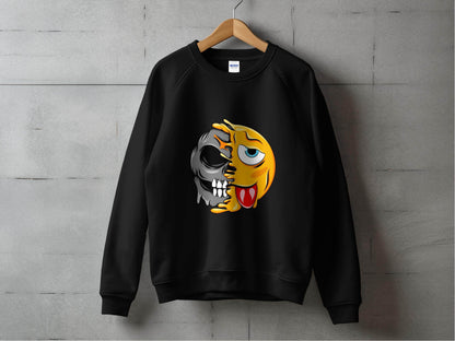 Edgy Skull and Funny Face Duality Creative Smiley Sweater - Design & Vybe