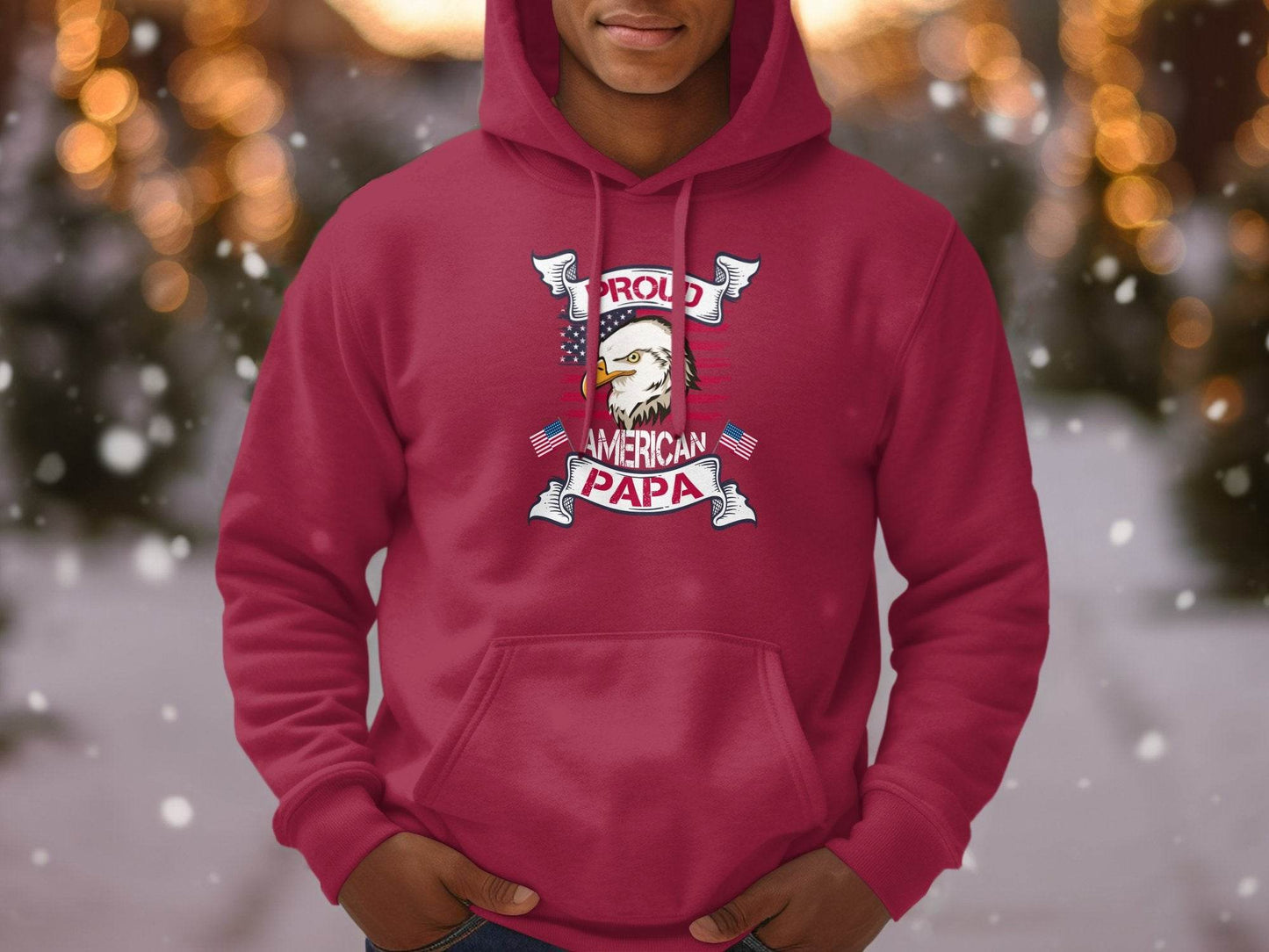 Proud American Papa USA Flag Bald Eagle Hoodie - Design & Vybe