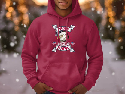 Proud American Papa USA Flag Bald Eagle Hoodie - Design & Vybe