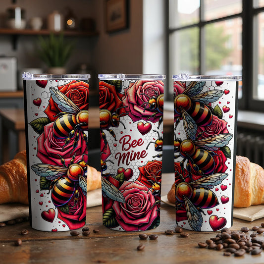 Beautifully Designed Bee and Rose Insulated Tumbler product