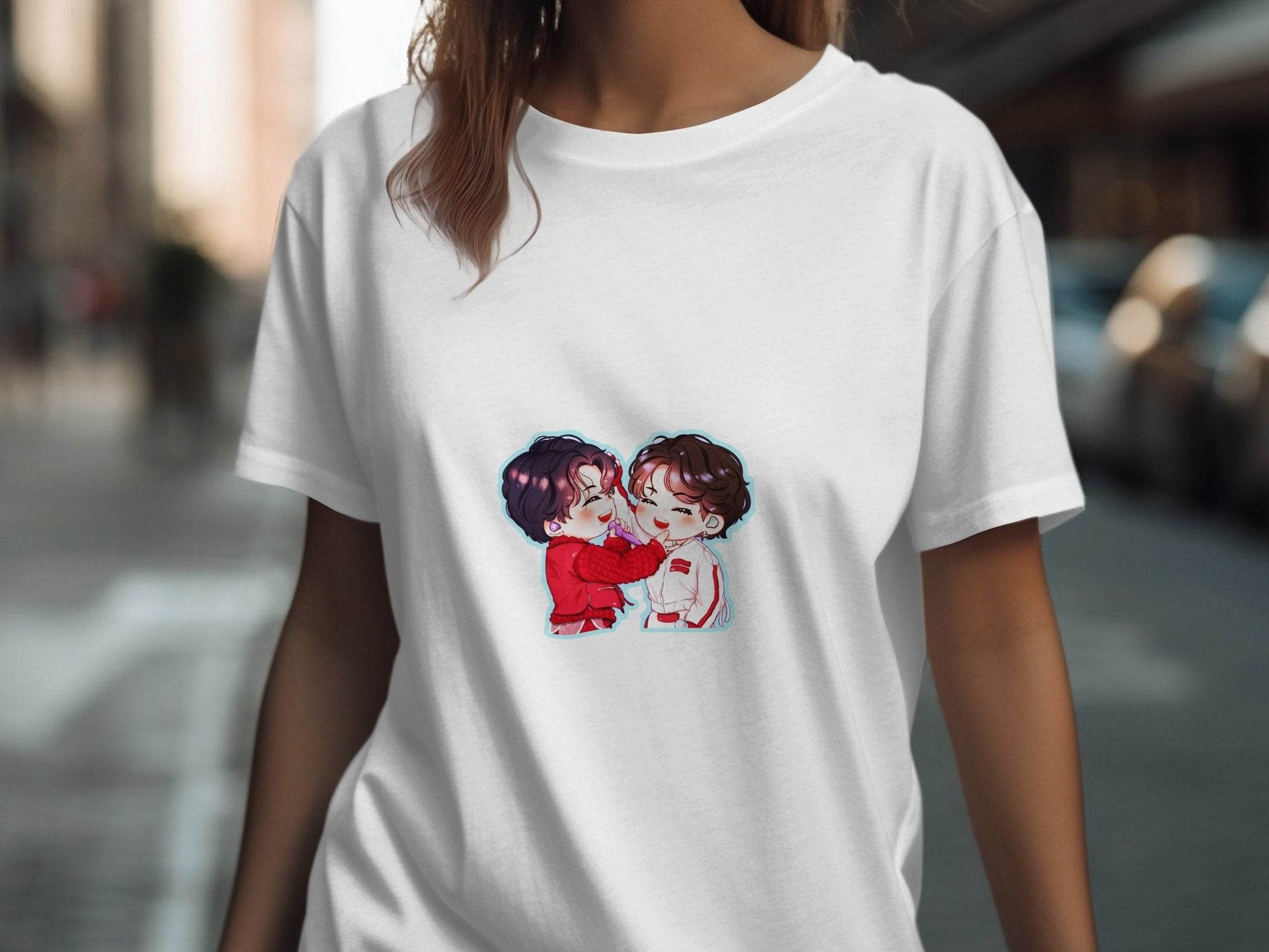 Cute Cartoon Smiling Together KPop Fan Art T-Shirt - Design & Vybe