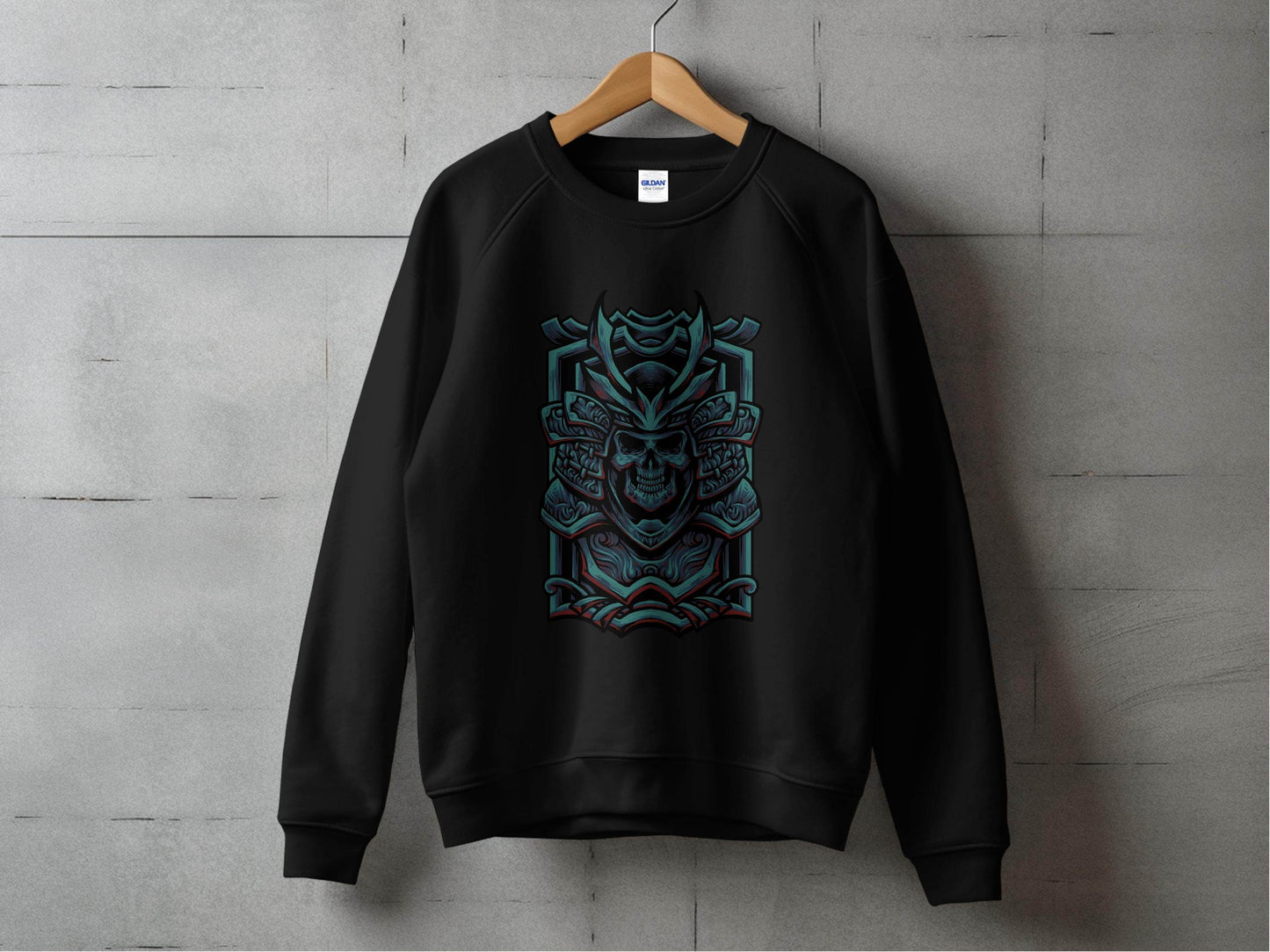 Menacing Samurai Skull Design Graphic Sweater - Design & Vybe