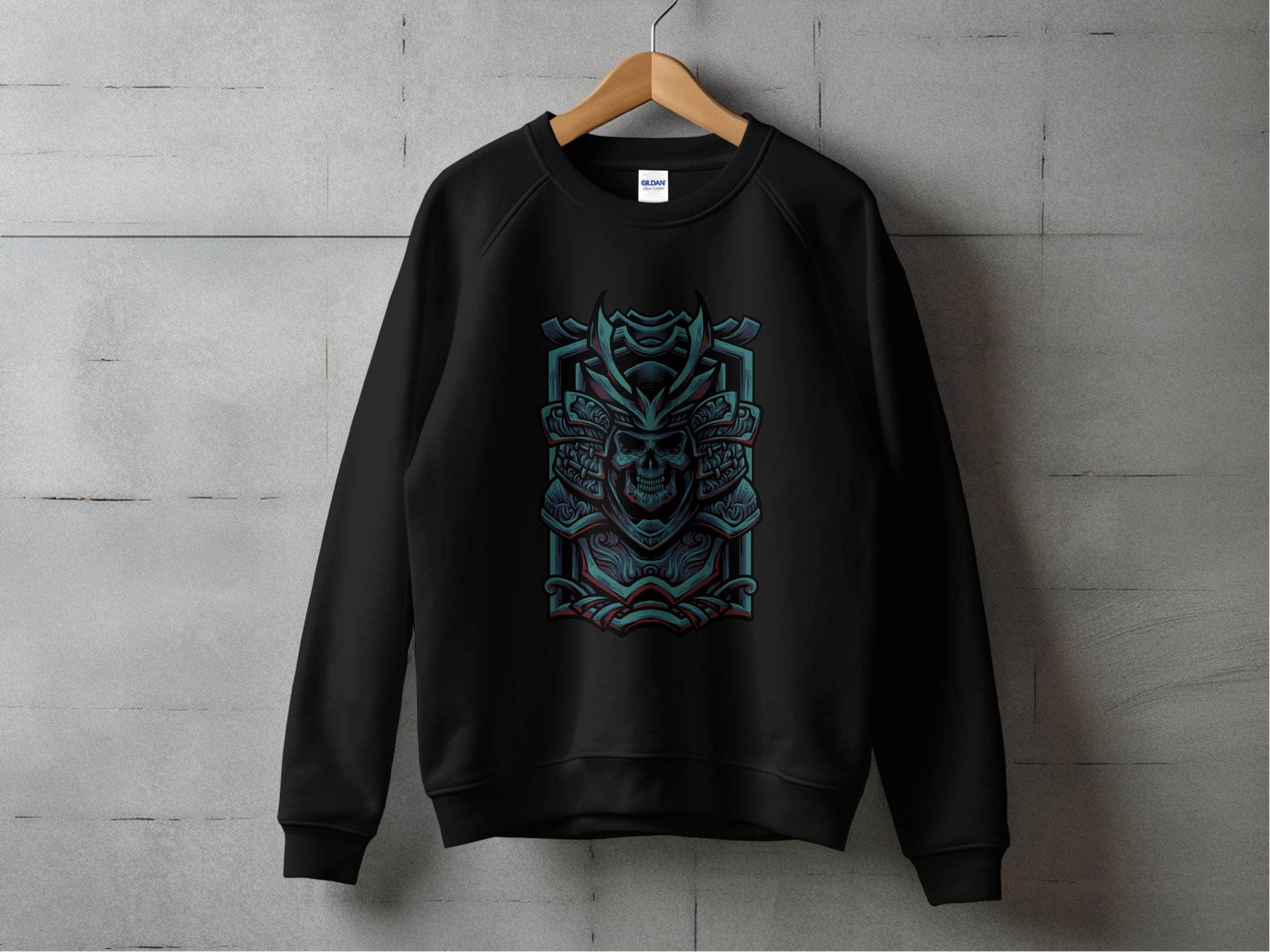 Menacing Samurai Skull Design Graphic Sweater - Design & Vybe