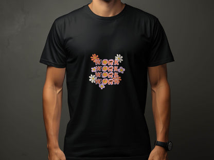 Work With Smiling Sun Flowers Graphic Trendy Design T-Shirt - Design & Vybe