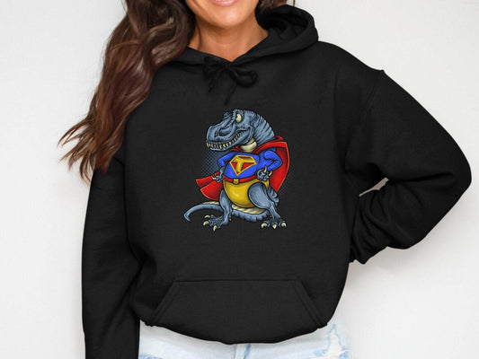 Superhero Dinosaur with Cap and Suit Design Hoodie - Design & Vybe