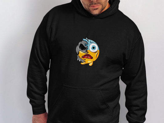 Melting Dual Face Smiley Graphic Hoodie - Design & Vybe