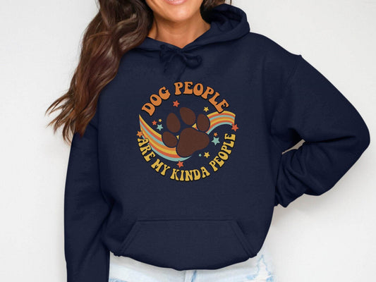 Dog People Are My Kinda People Retro Style Dog Paw Hoodie - Design & Vybe