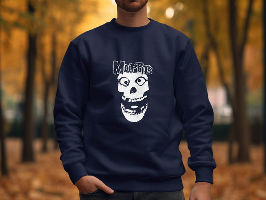 Muppits Skull Head Graphic Art in Black and White Sweater - Design & Vybe