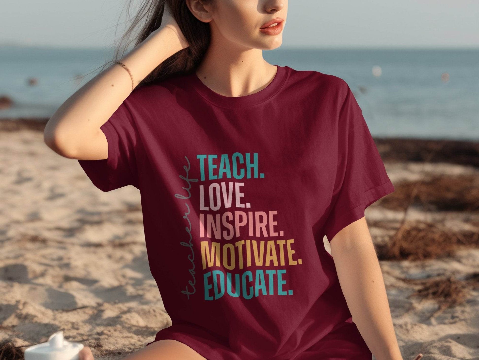 Teach Love Inspire Educate Teacher Life T-Shirt - Design & Vybe
