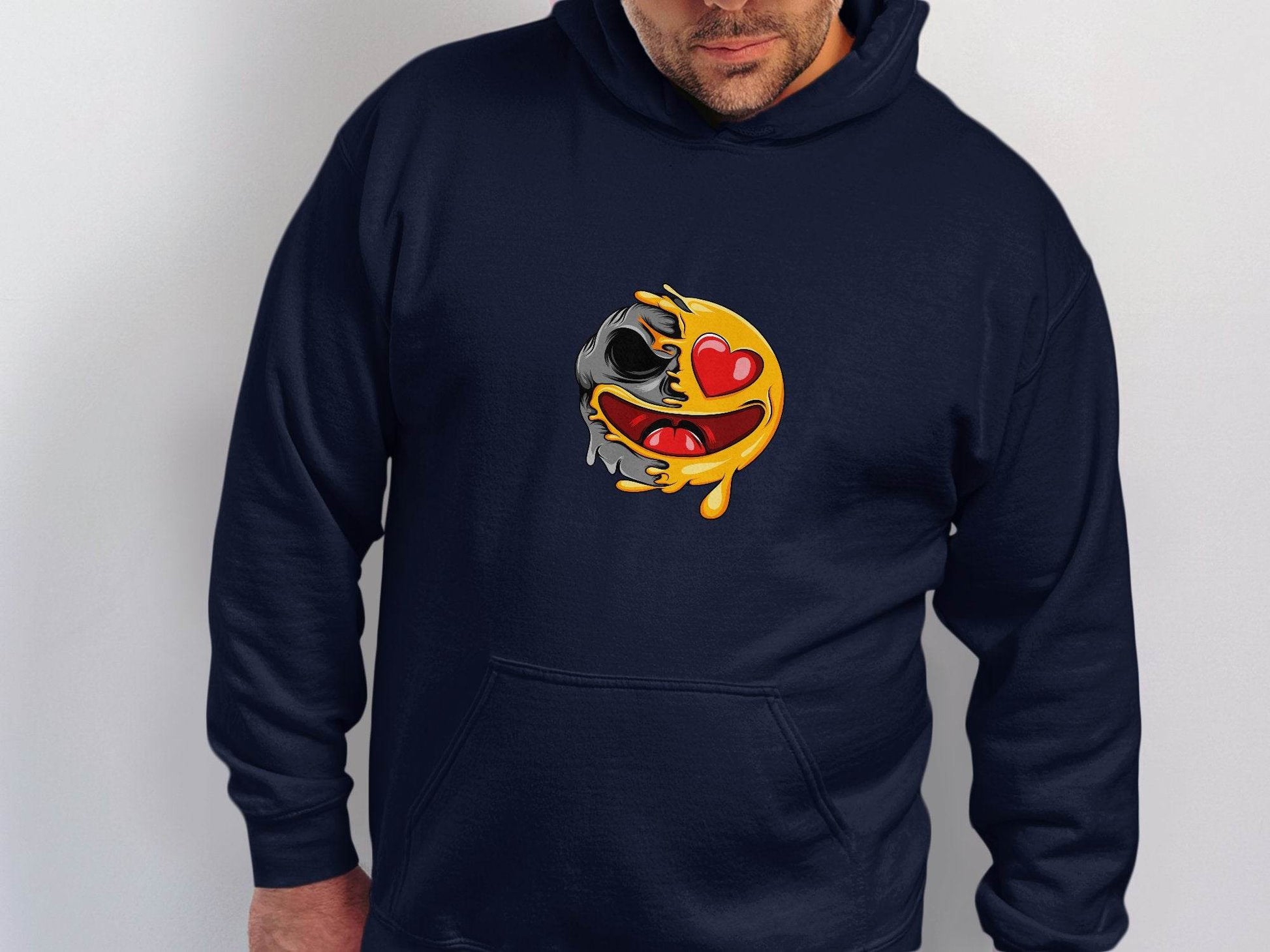 Skull Emoji with Heart Eyes Novelty Graphic Hoodie - Design & Vybe