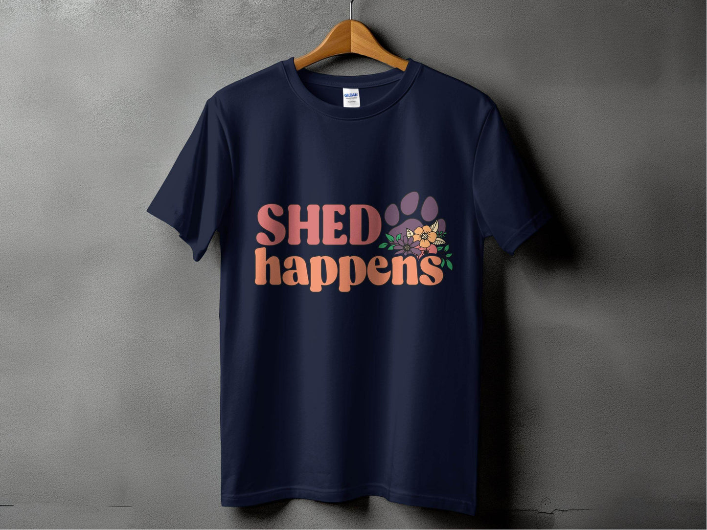 Shed Happens Dog Paw with Flowers Funny Dog Lover T-Shirt - Design & Vybe