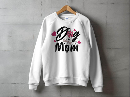 Dog Mom with Hearts and Bone Design Graphic Print Sweater - Design & Vybe