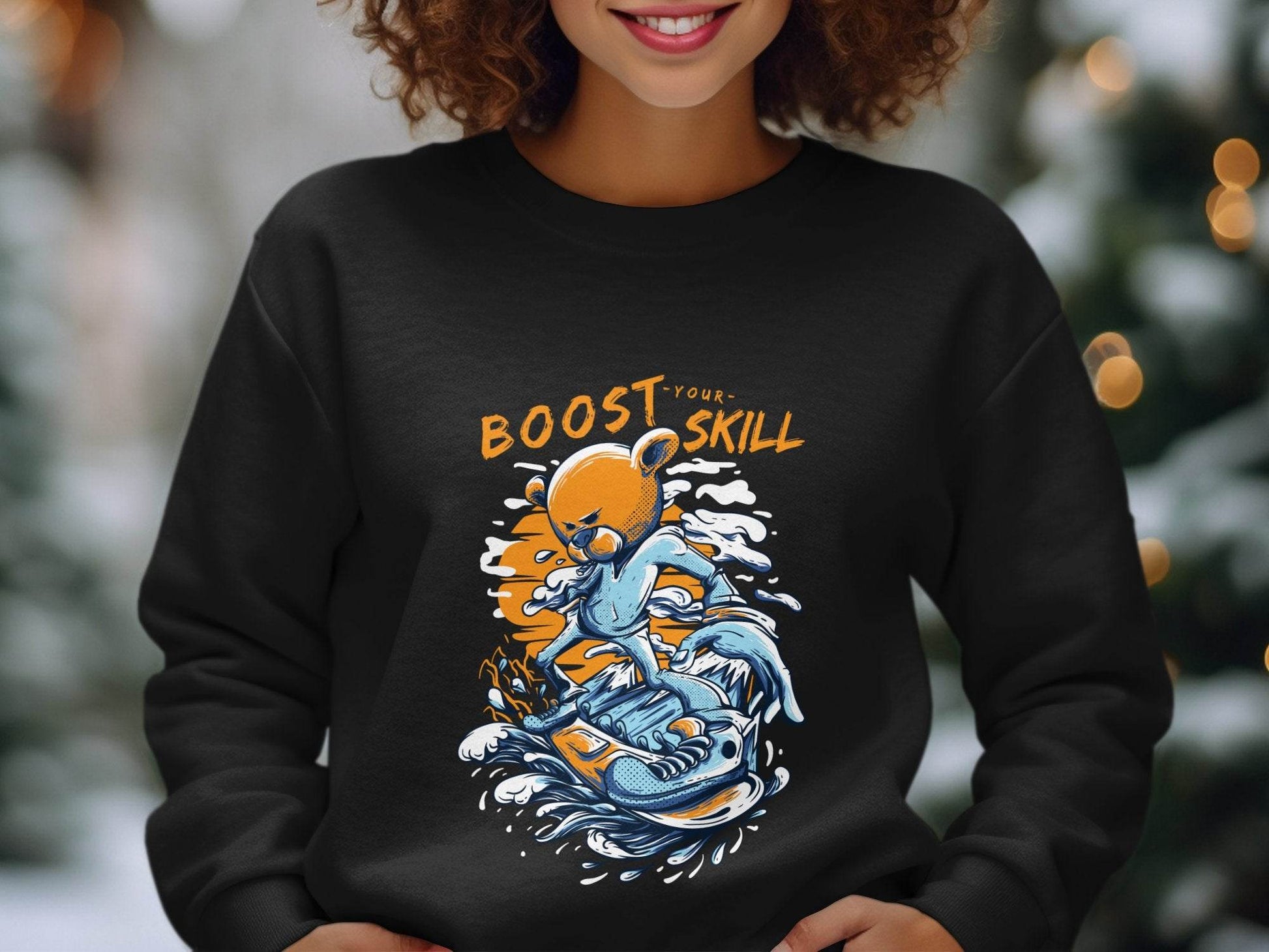 Boost Your Skill Cartoon Bear Design Sweater - Design & Vybe