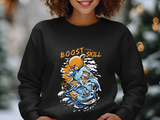 Boost Your Skill Cartoon Bear Design Sweater - Design & Vybe