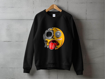 Melting Face with Swirling Eyes Smiley Graphic Sweater - Design & Vybe