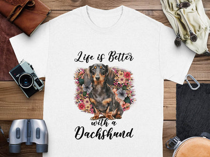 Life is Better with a Dachshund Cute Doggy Animal T-Shirt - Design & Vybe
