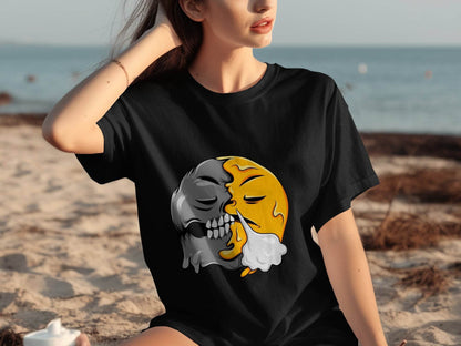 Duality of Nature Smiley Graphic Print T-Shirt - Design & Vybe