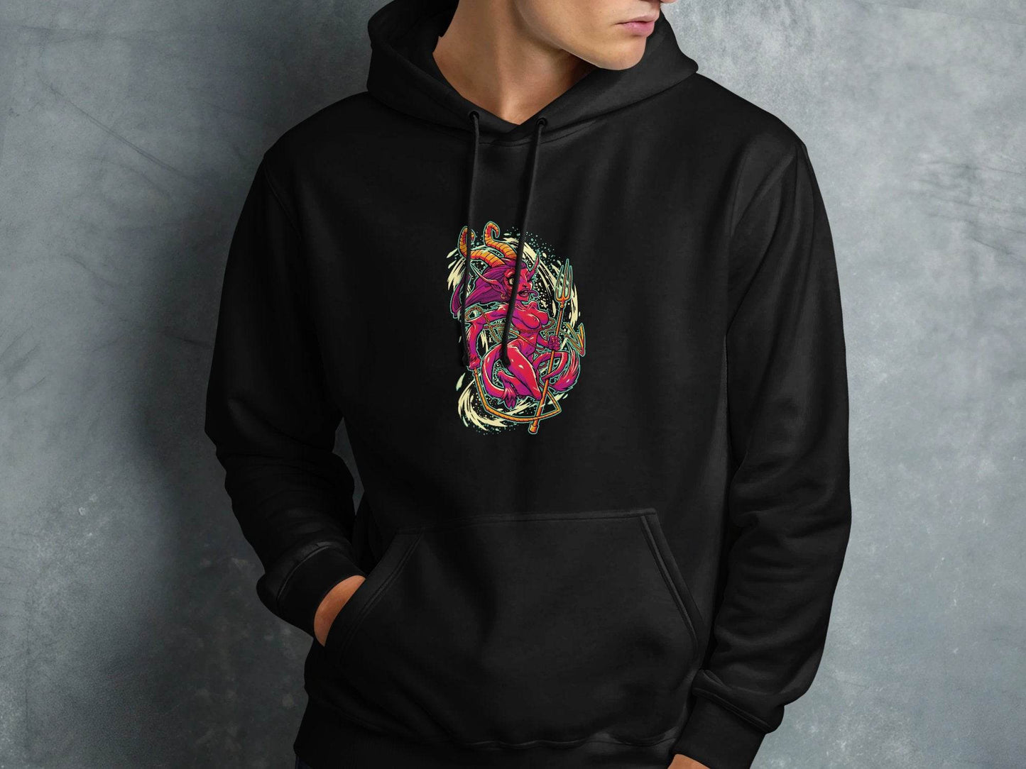 Fiery Temptress Devil Girl Art With A Pitchfork Hoodie - Design & Vybe