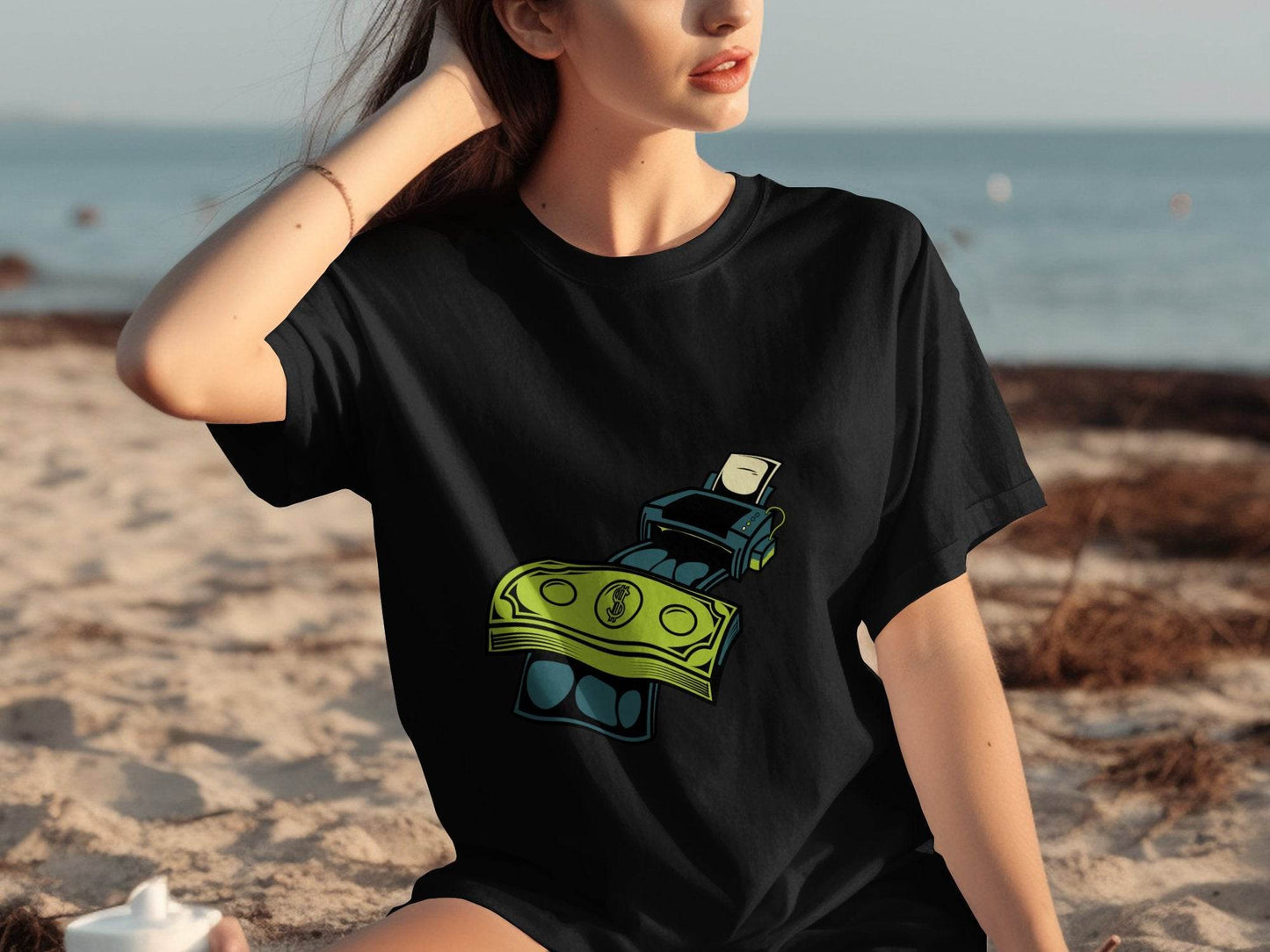 Eye-Catching Cash Printing Money Graphic T-Shirt - Design & Vybe