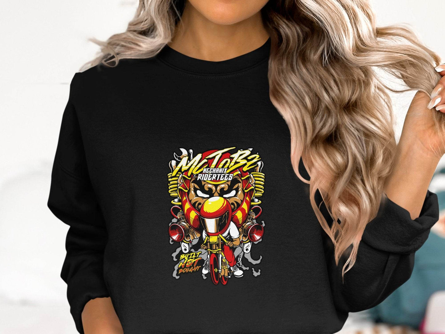 Motorbz Mechanix Ridertees Built Not Bought Graphic Sweater - Design & Vybe