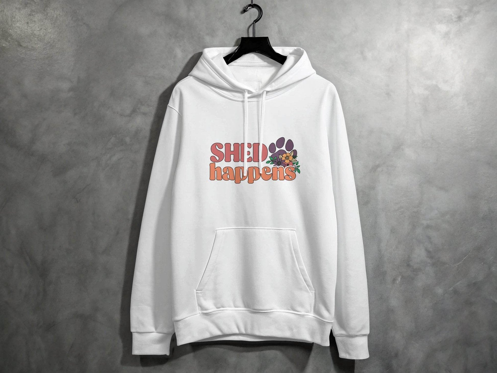 Shed Happens Dog Paw with Flowers Funny Dog Lover Hoodie - Design & Vybe