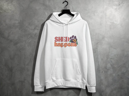 Shed Happens Dog Paw with Flowers Funny Dog Lover Hoodie - Design & Vybe