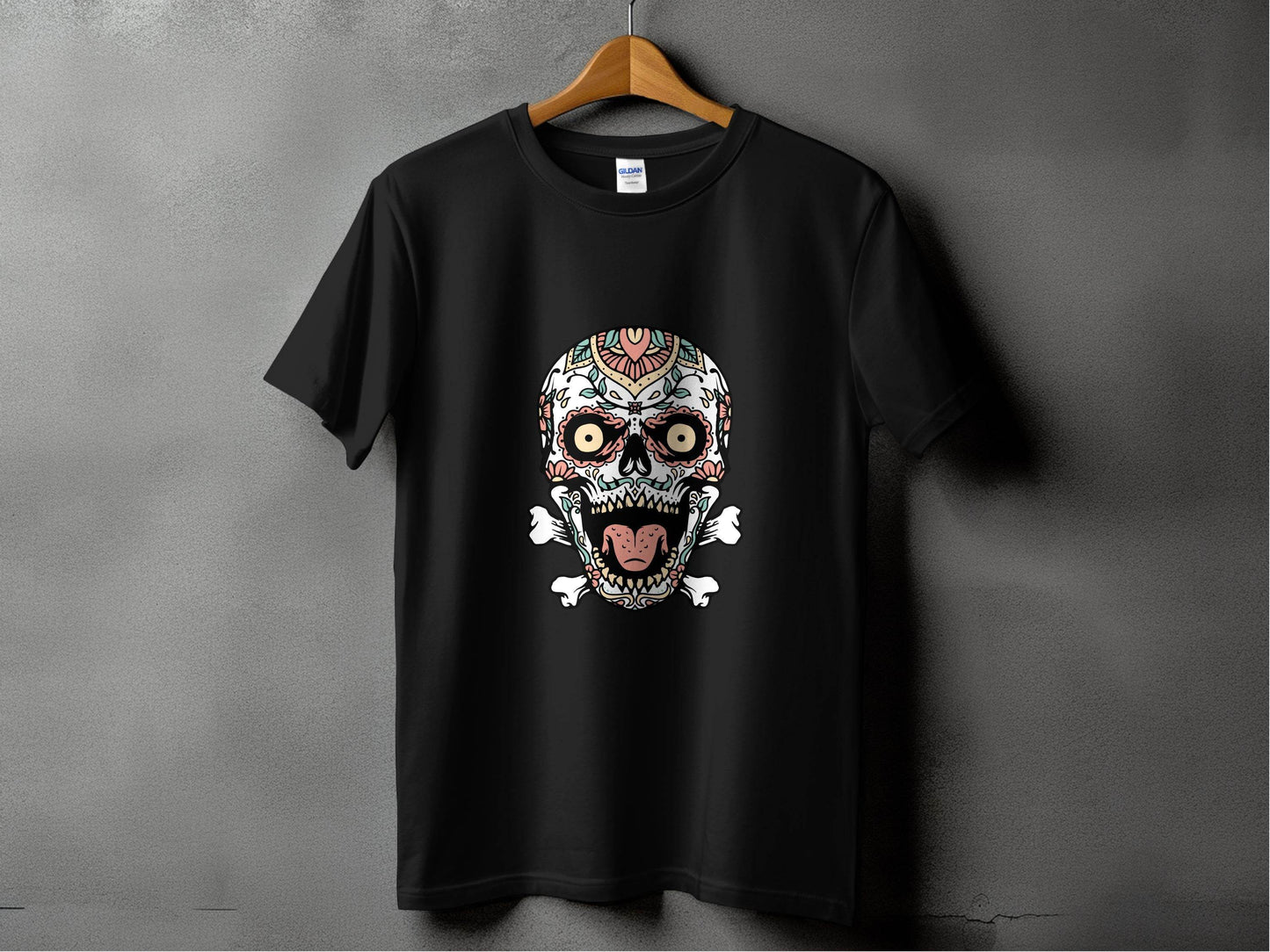 Skull with Floral Pattern on a Bone Design Graphic T-Shirt - Design & Vybe
