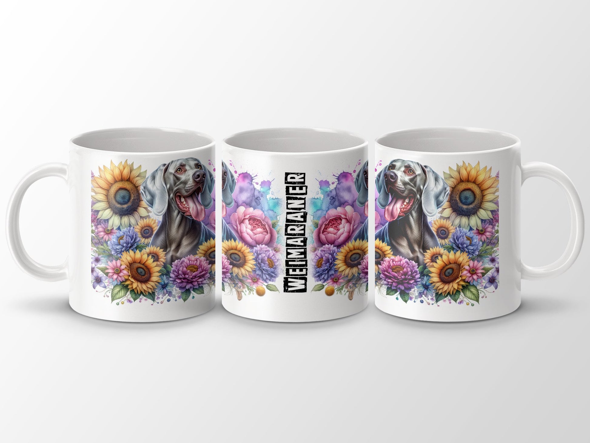 Colorful Weimaraner Dog Floral Print Mug product type