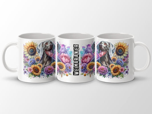 Colorful Weimaraner Dog Floral Print Mug product type