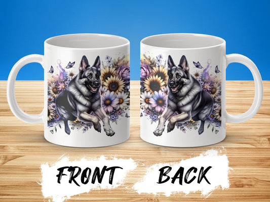 German Shepherd Floral Design Mug Front Back product type