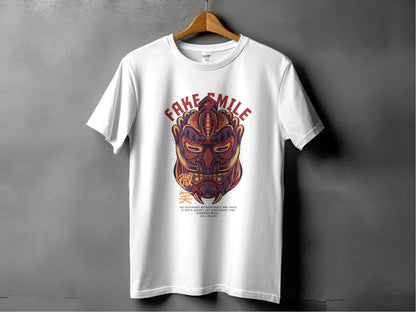 Fake Smile Japanese Mask Design Graphic T-Shirt - Design & Vybe