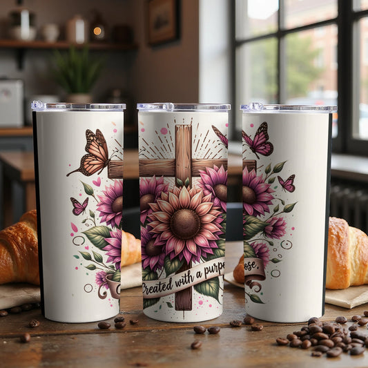 Sunflower and Butterfly Design Tumbler Product