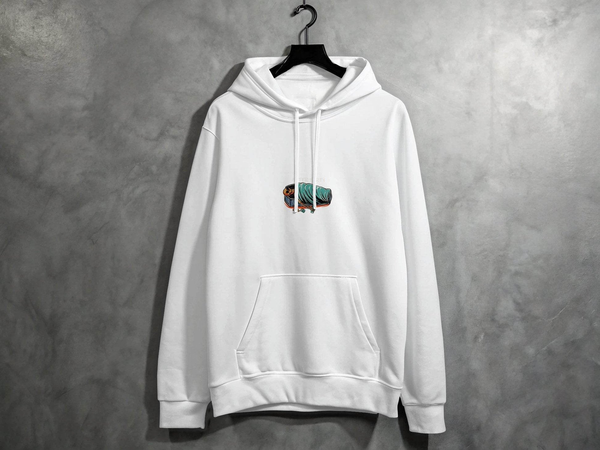 After Party Skeleton Resting in Coffin Graphic Hoodie - Design & Vybe