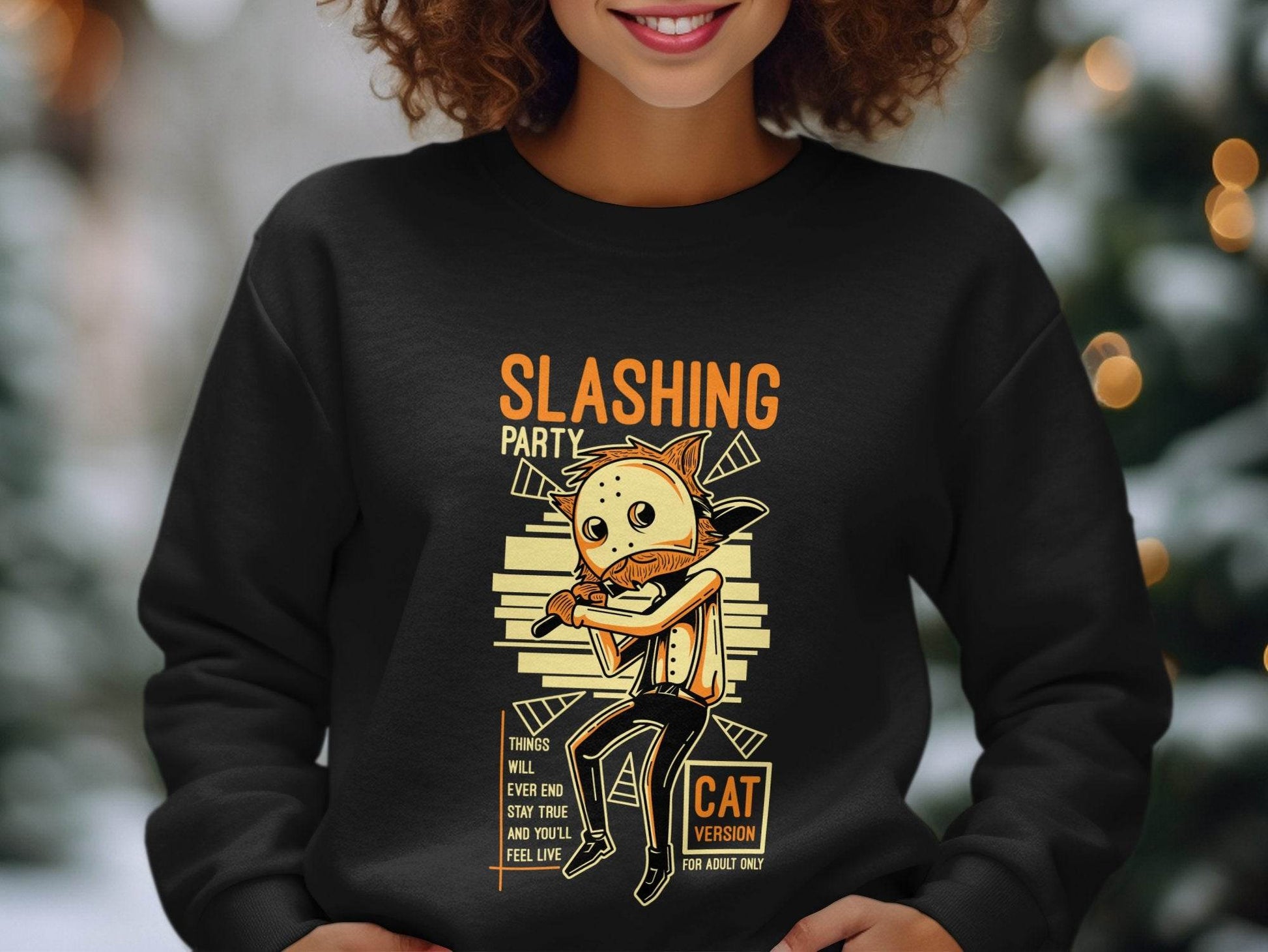 Slashing Party Cat Version for Adult Only Graphic Hoodie - Design & Vybe