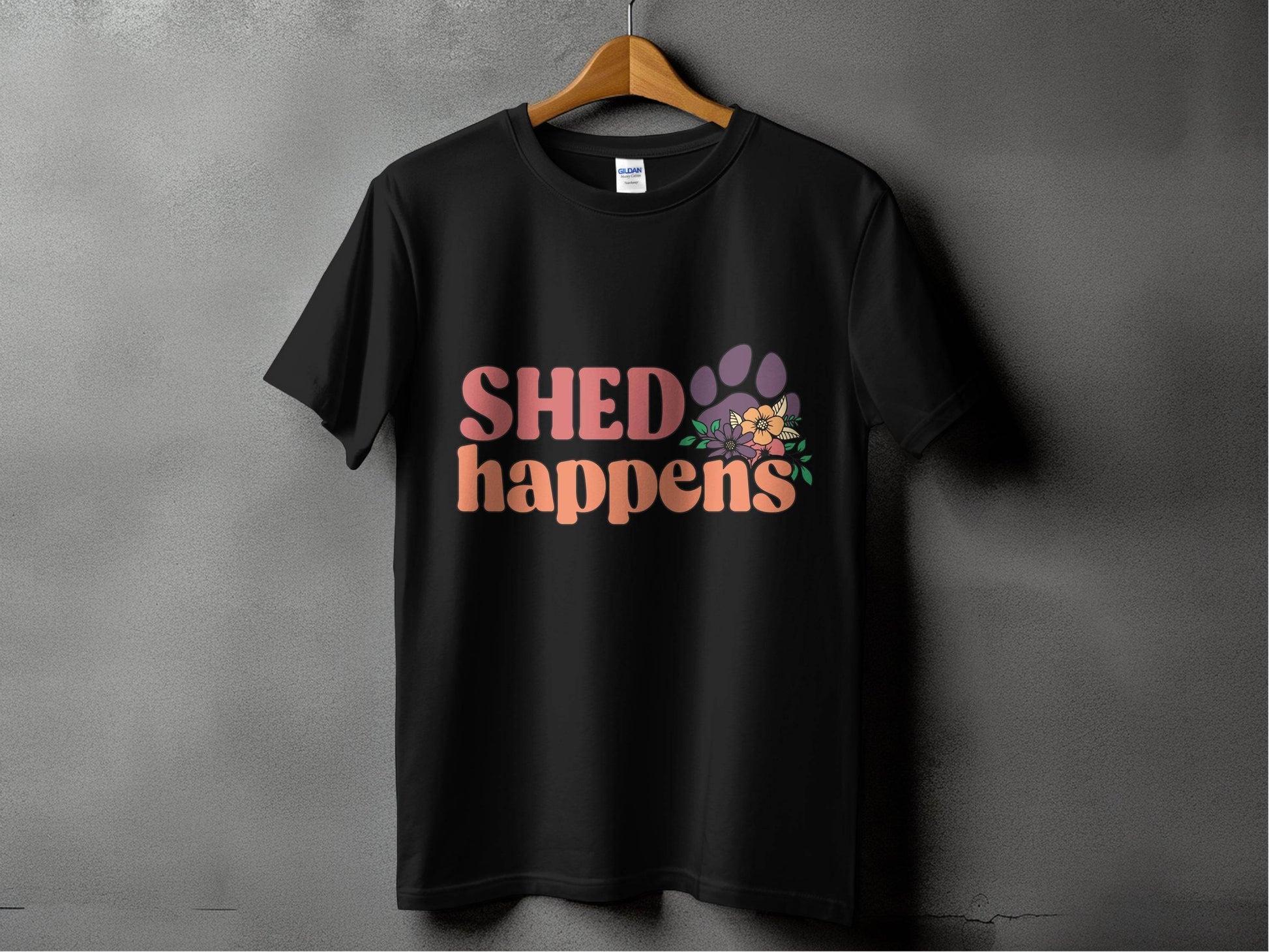 Shed Happens Dog Paw with Flowers Funny Dog Lover T-Shirt - Design & Vybe