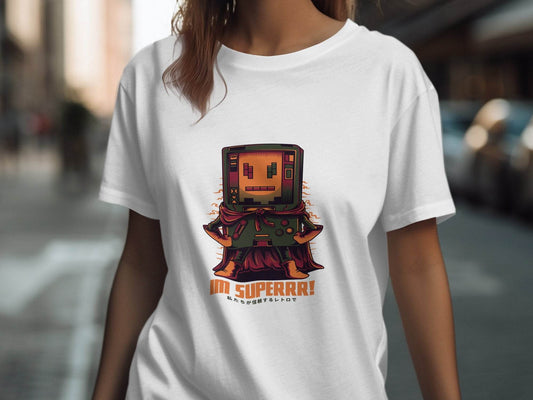 Retro Game Robot I'm Superrr Design Awesome T-Shirt - Design & Vybe