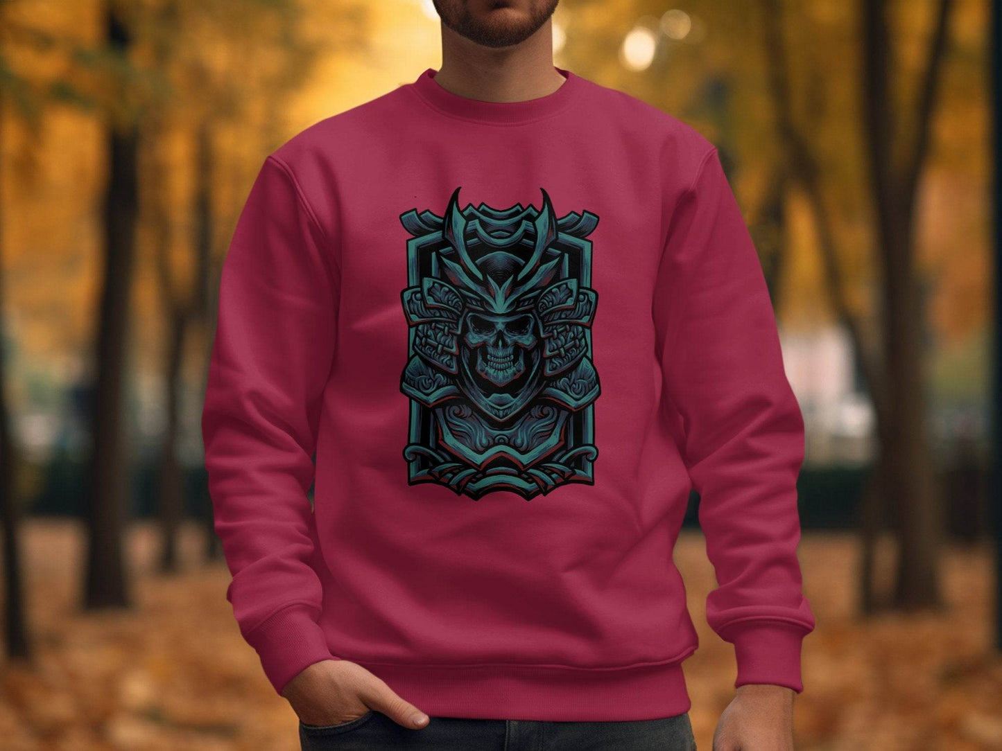 Menacing Samurai Skull Design Graphic Sweater - Design & Vybe