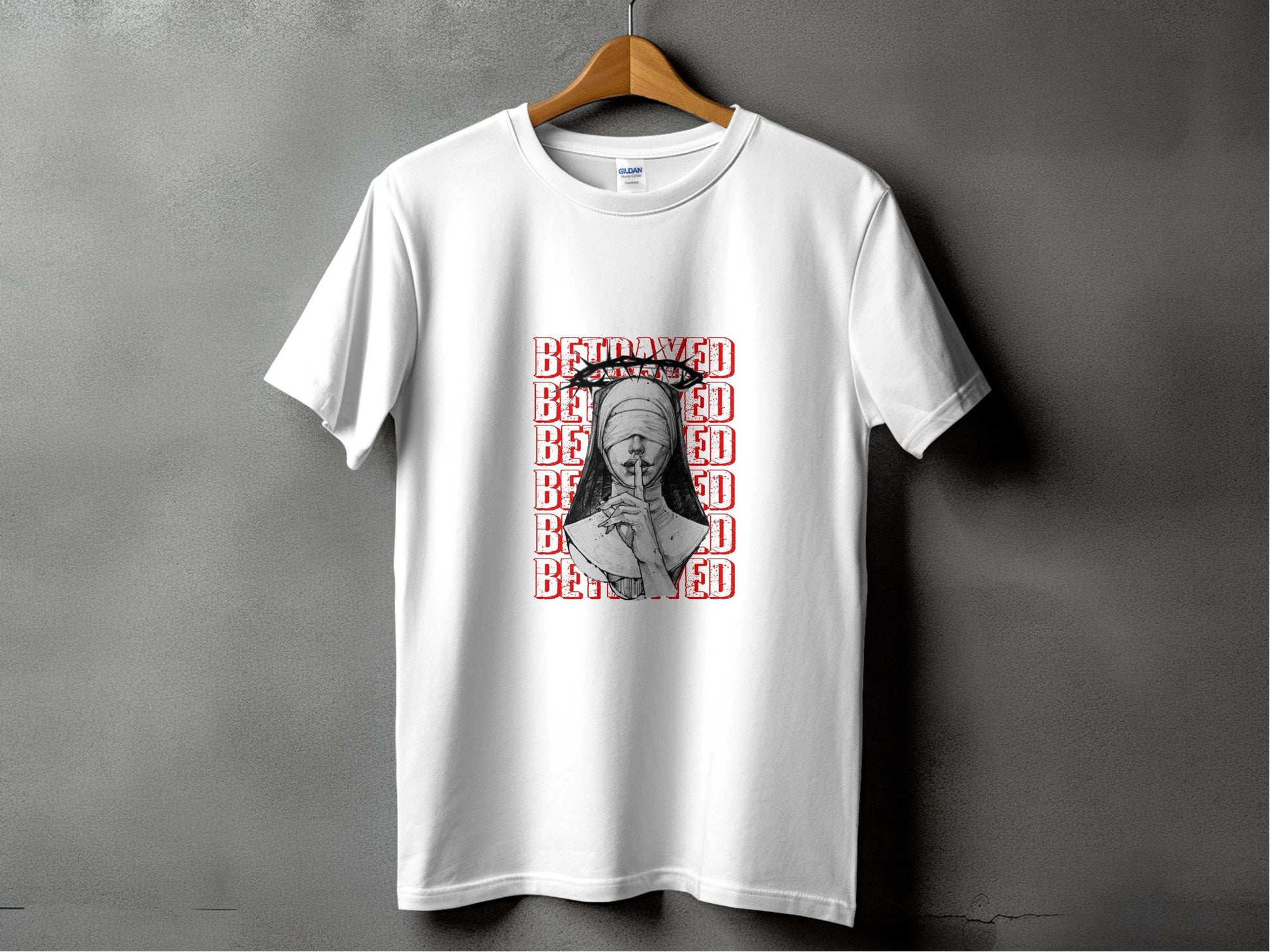 Blind Nun Betrayed Shhh Artistic Expression Design T-Shirt - Design & Vybe