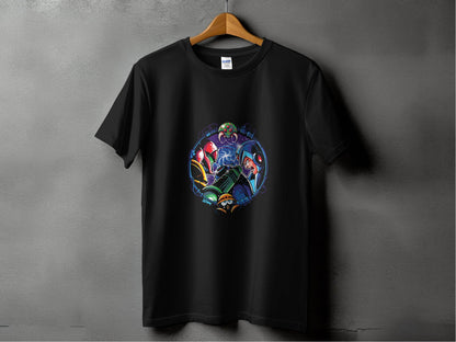 Metroid Meets Mega Man Character Design in Space T-Shirt - Design & Vybe