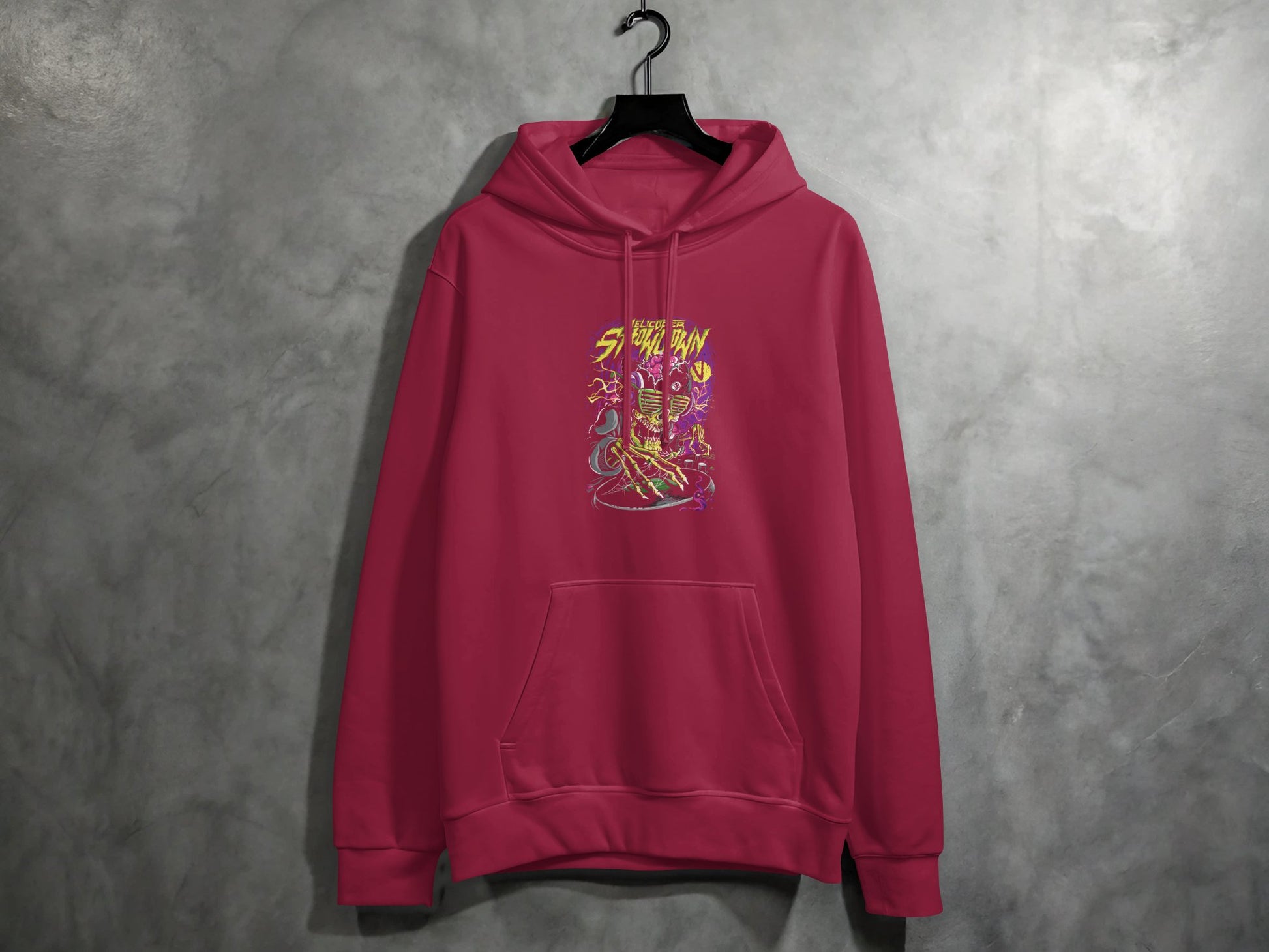 Stylish vibrant pink graphic printed hoodie product type
