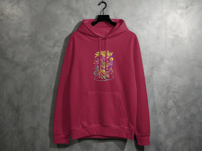 Stylish vibrant pink graphic printed hoodie product type