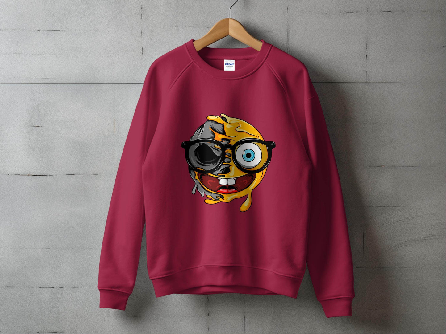 Quirky Smiley Face with Glasses Graphic Sweater - Design & Vybe